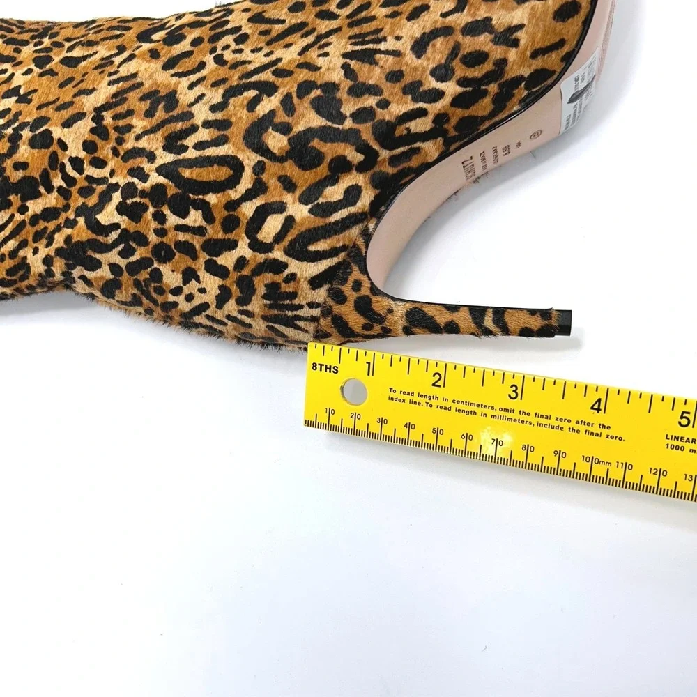 Schutz Size 5.5 Leopard‎ Print Knee High Boots NEW Calf Hair Stiletto Heels $338